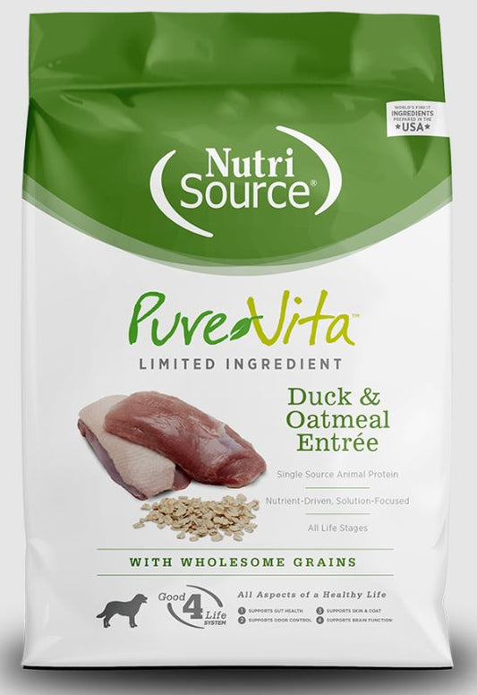 NutriSource PureVita Dog food, Duck/Oatmeal, 15lb