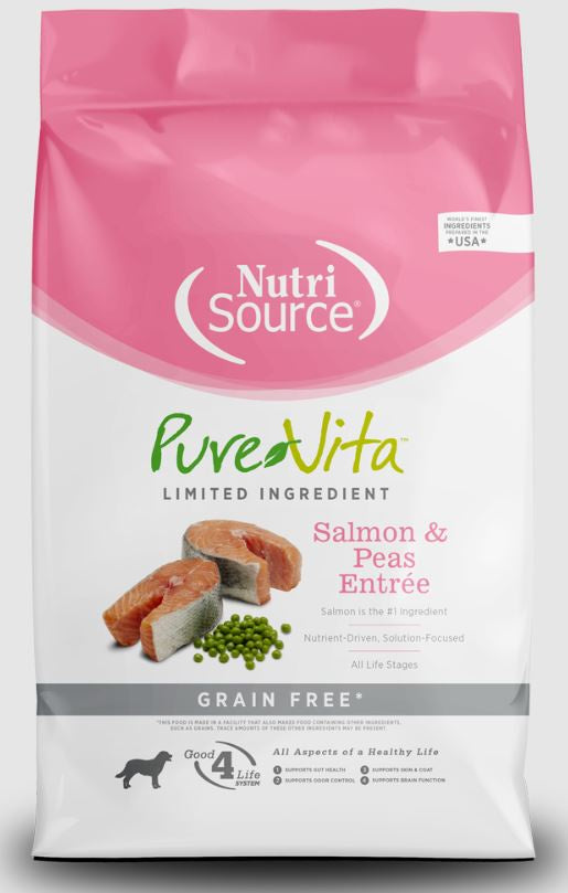 Nutri Source PureVita Salmon and Pea Entree ; Grain Free ; Dog Food ; 5 lb bag