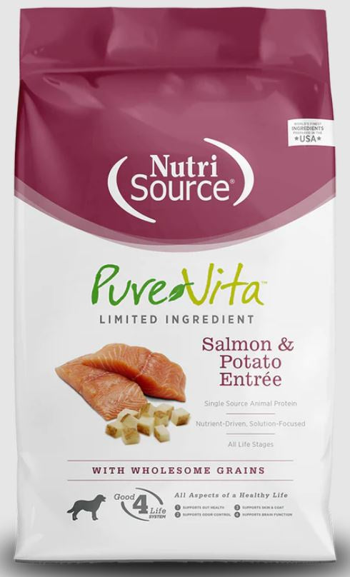 Nutri Source PureVita Salmon and Potato ; Dog Food ; 15 lb bag