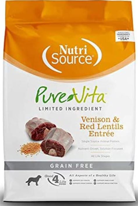 Nutri Source PureVita Venison and Red Lentil ; Dog Food ; 15 lb