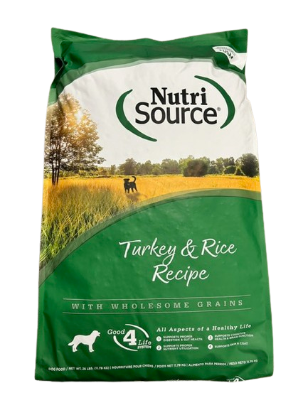 Nutri Source Turkey and Rice Recipe ; dog food ; 26 lb bag